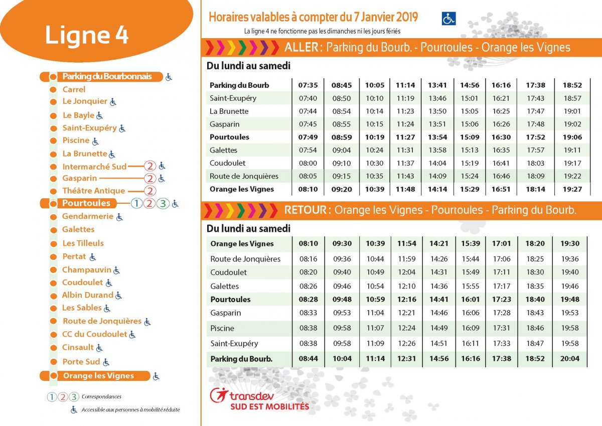 Ligne 4 TCVO : nouveaux horaires - Ville d'Orange